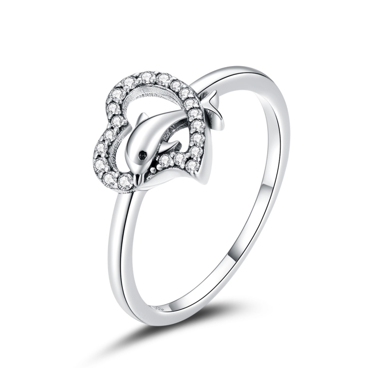 

S925 Sterling Silver Dolphin Genie Women Open Ring Jewelry, Size:7