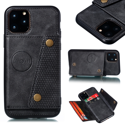 

For iPhone 12 mini Leather Protective Case with Holder & Card Slots(Black)