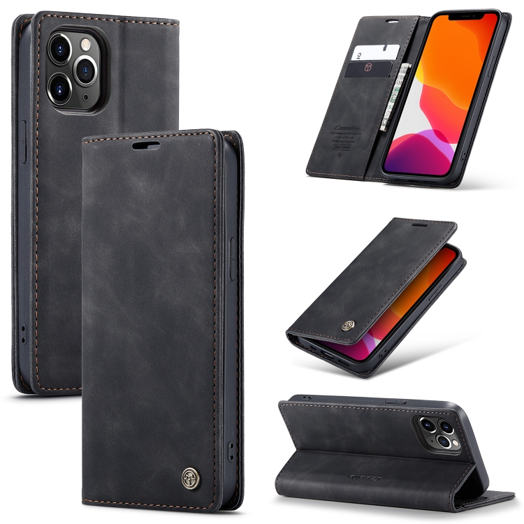 

For iPhone 12 Pro Max CaseMe-013 Multifunctional Retro Frosted Horizontal Flip Leather Case with Card Slot & Holder & Wallet(Black)