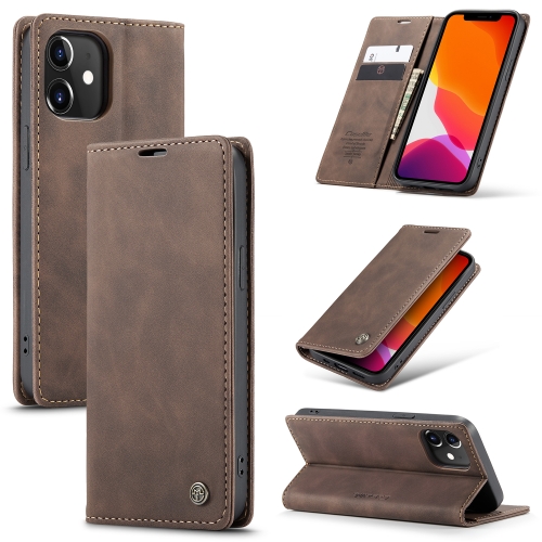 

For iPhone 12 / 12 Pro CaseMe-013 Multifunctional Retro Frosted Horizontal Flip Leather Case with Card Slot & Holder & Wallet(Coffee)