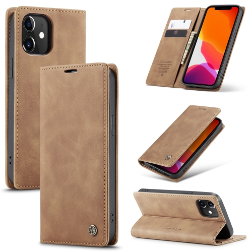 

For iPhone 12 / 12 Pro CaseMe-013 Multifunctional Retro Frosted Horizontal Flip Leather Case with Card Slot & Holder & Wallet(Brown)