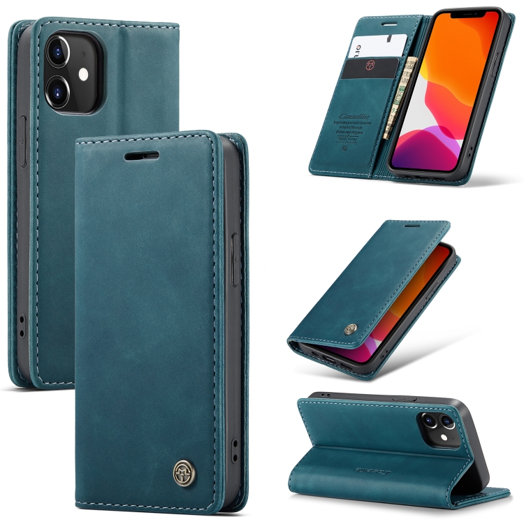 

For iPhone 12 mini CaseMe-013 Multifunctional Retro Frosted Horizontal Flip Leather Case with Card Slot & Holder & Wallet(Blue)