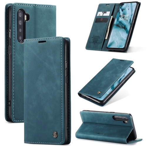 

For OnePlus Nord CaseMe-013 Multifunctional Retro Frosted Horizontal Flip Leather Case with Card Slot & Holder & Wallet(Blue)