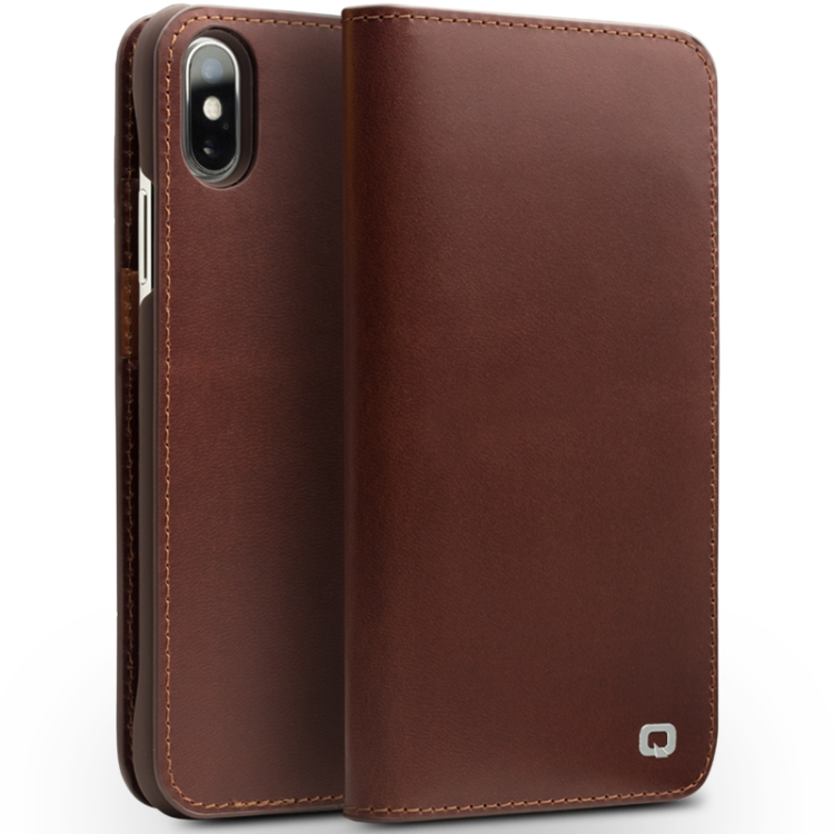 

For iPhone XS / X QIALINO Crazy Horse Business Horizontal Flip Leather Case with Holder & Card Slots, Style:Without Buckle(Brown)