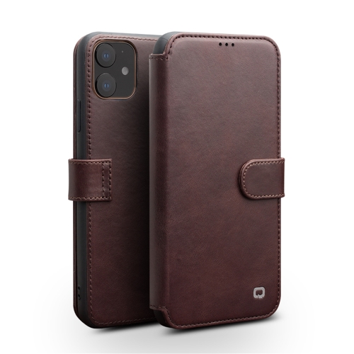 

For iPhone 11 QIALINO Business Magnetic Buckle Horizontal Flip Leather Case with Card Slots(Dark Brown)