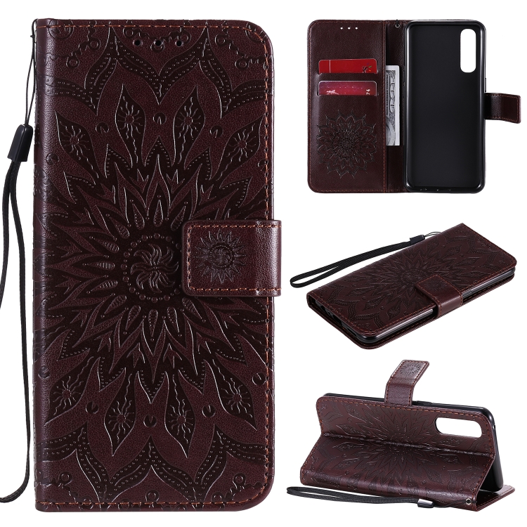 

For OPPO Reno3 Pro 4G Sun Embossing Pattern Horizontal Flip Leather Case with Card Slot & Holder & Wallet & Lanyard(Brown)