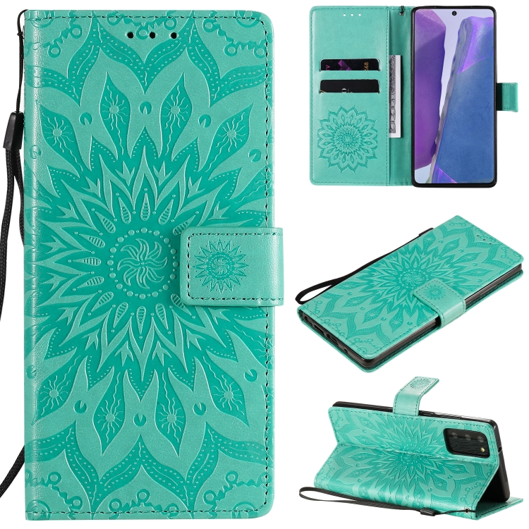 

For Samsung Galaxy Note20 5G Sun Embossing Pattern Horizontal Flip Leather Case with Card Slot & Holder & Wallet & Lanyard(Green)