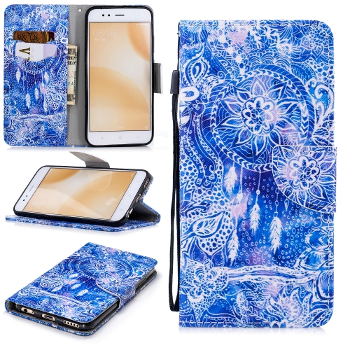 

For Xiaomi Mi 5X Colored Drawing Pattern Horizontal Flip TPU + PU Leather Case with Holder & Card Slots & Wallet & Lanyard(Blue Wind Chimes)