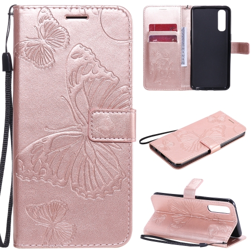 

For OPPO Reno3 Pro 4G 3D Butterflies Embossing Pattern Horizontal Flip Leather Case with Holder & Card Slot & Wallet & Lanyard(Rose Gold)