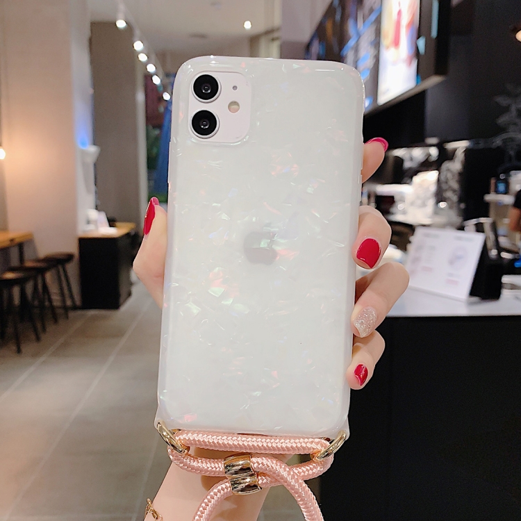

For iPhone 11 Laser Shell Pattern Soft TPU Protective Case with Shoulder Strap(Colour)