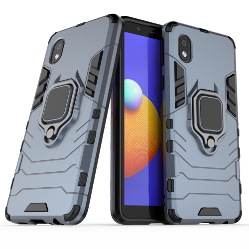 

For Samsung Galaxy A01 Core Shockproof PC + TPU Protective Case with Magnetic Ring Holder(Navy Blue)