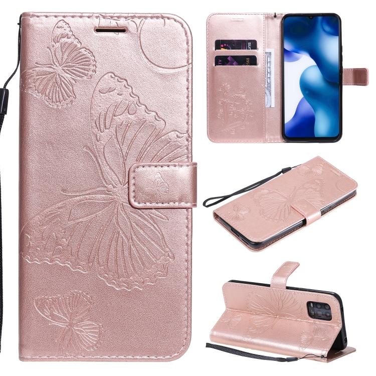 

For Xiaomi Mi 10 Lite 5G 3D Butterflies Embossing Pattern Horizontal Flip Leather Case with Holder & Card Slot & Wallet & Lanyard(Rose Gold)
