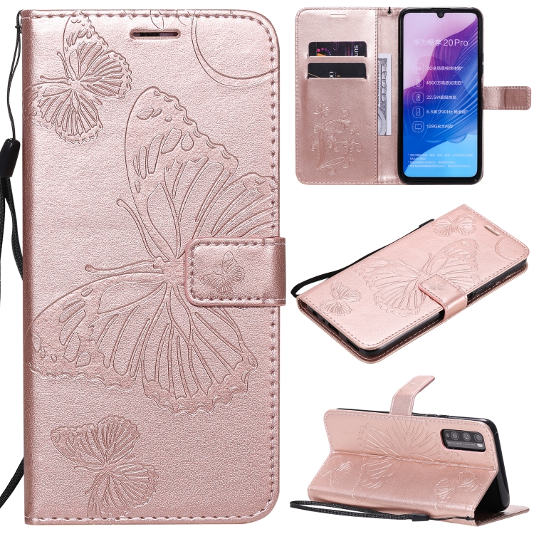

For Huawei Enjoy Z 3D Butterflies Embossing Pattern Horizontal Flip Leather Case with Holder & Card Slot & Wallet & Lanyard(Rose Gold)