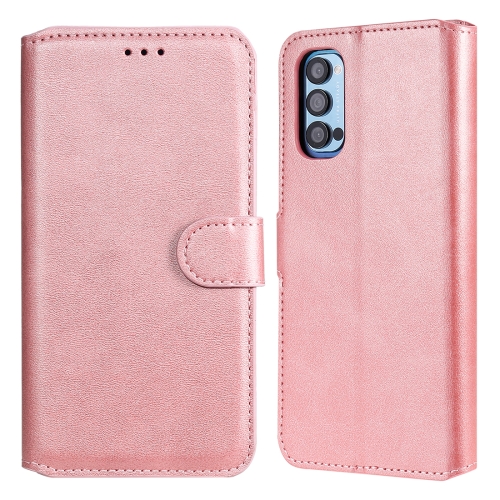 

For OPPO Reno4 Pro 5G Classic Calf Texture PU + TPU Horizontal Flip Leather Case, with Holder & Card Slots & Wallet(Rose Gold)