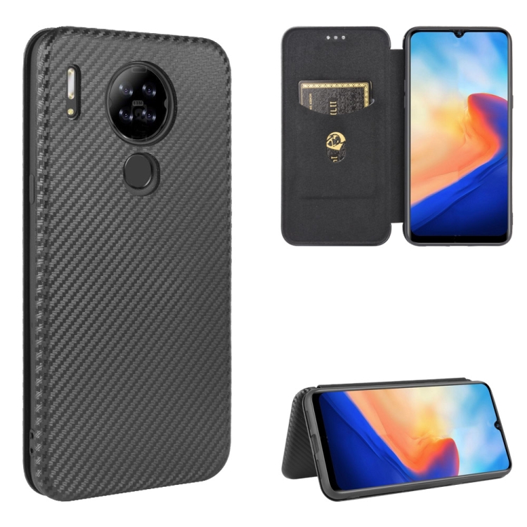 

For Blackview A80 Carbon Fiber Texture Magnetic Horizontal Flip TPU + PC + PU Leather Case with Card Slot(Black)