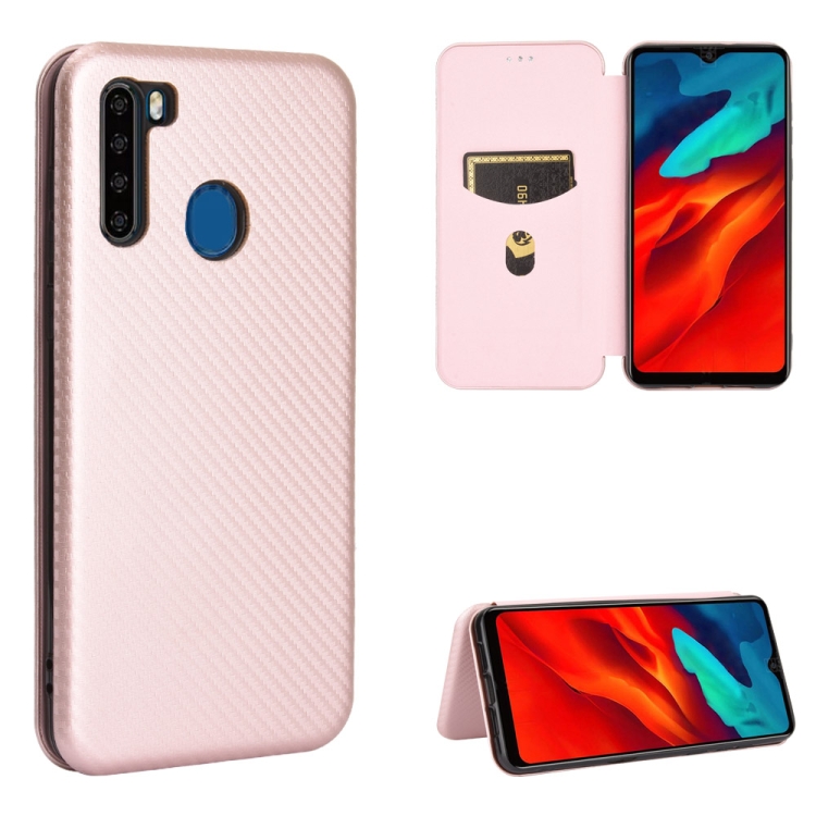 

For Blackview A80 Pro Carbon Fiber Texture Magnetic Horizontal Flip TPU + PC + PU Leather Case with Card Slot(Pink)