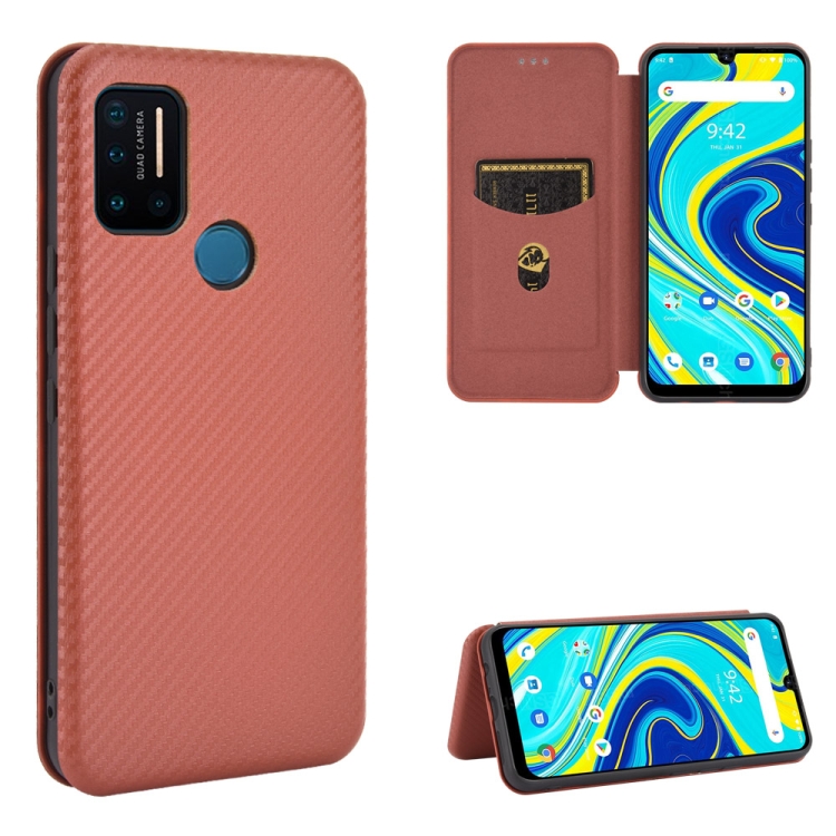 

For UMIDIGI A7 Pro Carbon Fiber Texture Magnetic Horizontal Flip TPU + PC + PU Leather Case with Card Slot(Brown)