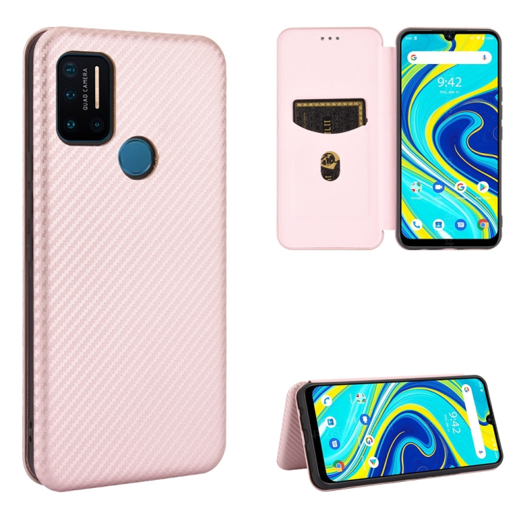 

For UMIDIGI A7 Pro Carbon Fiber Texture Magnetic Horizontal Flip TPU + PC + PU Leather Case with Card Slot(Pink)