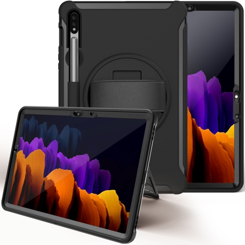 

For Samsung Galaxy Tab S7 (2020) T870 360 Degree Rotation PC+TPU Protective Cover with Holder & Hand Strap(Black)