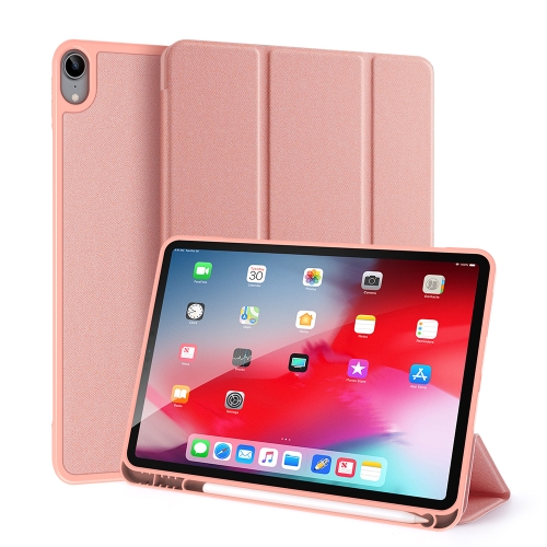 

For iPad Air 2020 DUX DUCIS Domo Series Horizontal Flip Magnetic TPU + PU Leather Case with Three-folding Holder & Pen Slot(Pink)