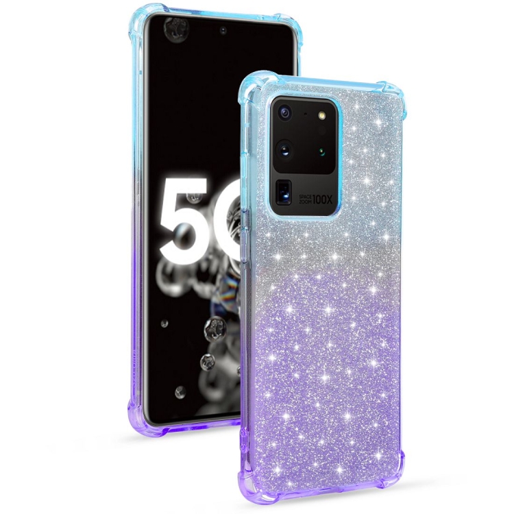 

For Samsung Galaxy S20 Ultra Gradient Glitter Powder Shockproof TPU Protective Case(Blue Purple)