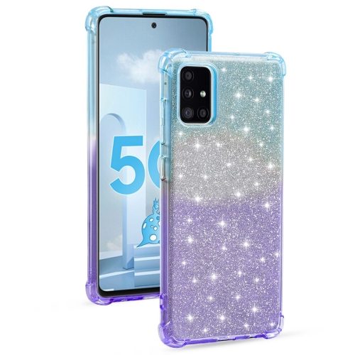 

For Samsung Galaxy A71 5G Gradient Glitter Powder Shockproof TPU Protective Case(Blue Purple)