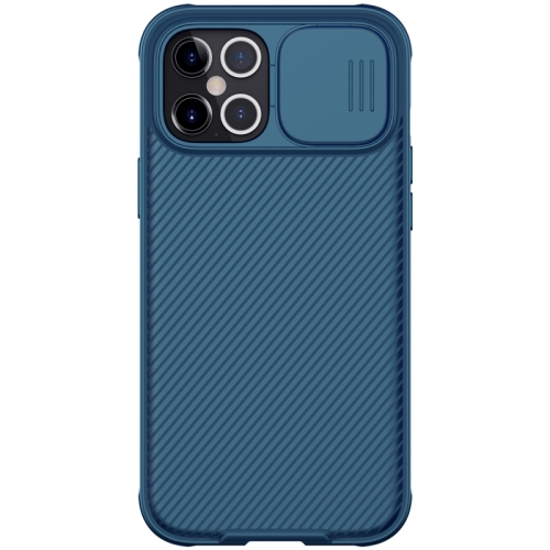 

For iPhone 12 Pro Max NILLKIN Black Mirror Pro Series Camshield Full Coverage Dust-proof Scratch Resistant Phone Case(Blue)
