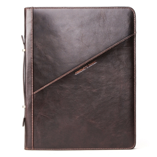 

CONTACTS FAMILY Crazy Horse Texture Leather Case Multifunction Zipper Portable Bag for iPad Pro 12.9 (2020) / (2018) / (2017)(Coffee)
