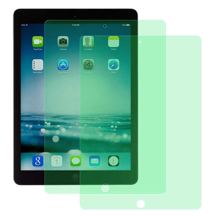 

For iPad 9.7 (2018) 2 PCS 9H 2.5D Eye Protection Green Light Explosion-proof Tempered Glass Film
