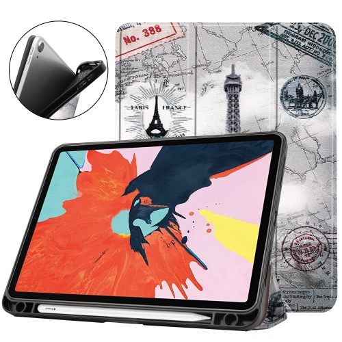 

For iPad Air 2020 10.8 TPU Colored Drawing Horizontal Flip Leather Case with Three-folding Holder & Sleep / Wake-up Function(Eiffel Tower)