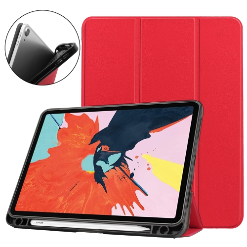 

For iPad Air 2020 10.9 Custer Texture TPU Horizontal Flip Leather Case with Sleep / Wake-up Function & Three-folding Holder & Pen Slot(Red)