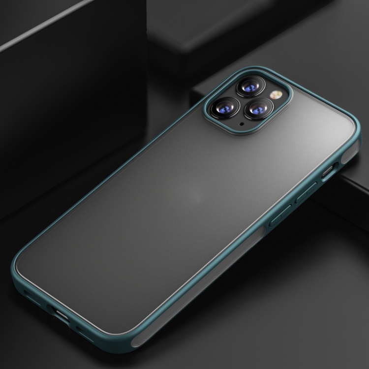 

For iPhone 12 Pro Max iPAKY Knight Series Shockproof TPU+ Clear PC Case(Dark Green)