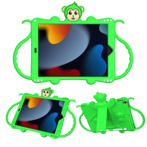 

For iPad 10.2 Cartoon Monkey Kids Tablet Shockproof EVA Protective Case with Holder & Shoulder Strap & Handle(Green)