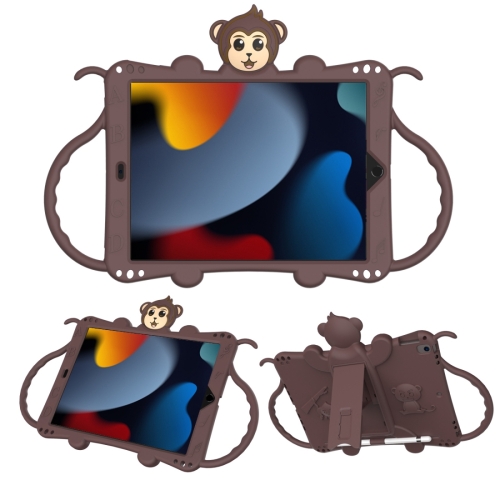 

For iPad 10.2 Cartoon Monkey Kids Tablet Shockproof EVA Protective Case with Holder & Shoulder Strap & Handle(Brown)