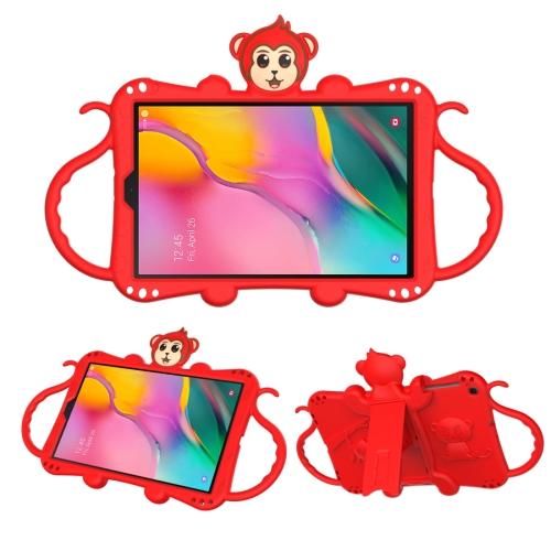 

For Samsung Galaxy Tab A 10.1 (2019) T510 / T515 Cartoon Monkey Kids Tablet Shockproof EVA Protective Case with Holder & Shoulder Strap & Handle(Red)