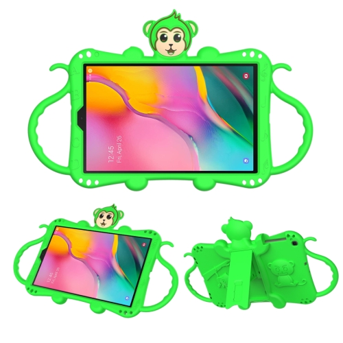 

For Samsung Galaxy Tab A 10.1 (2019) T510 / T515 Cartoon Monkey Kids Tablet Shockproof EVA Protective Case with Holder & Shoulder Strap & Handle(Green)