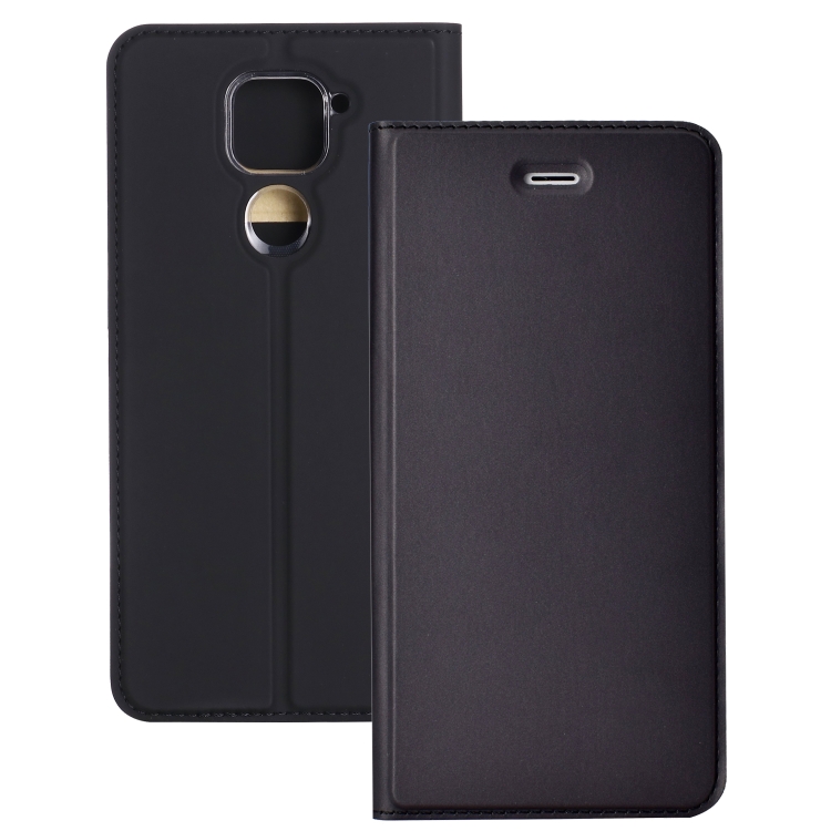 

For Xiaomi Redmi Note 9 Ultra-thin Plain Magnetic TPU + PU Leather Case with Holder & Card Slot(Black)