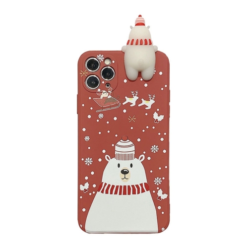 

For iPhone 11 Christmas Series Painted Pattern Liquid TPU Case(Red Bear)