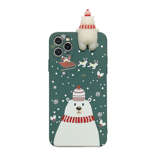 

For iPhone 11 Pro Christmas Series Painted Pattern Liquid TPU Case(Dark Green Bear)