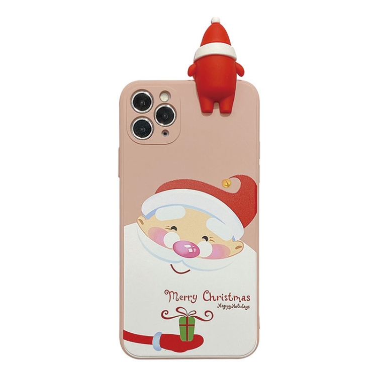 

For iPhone 11 Pro Max Christmas Series Painted Pattern Liquid TPU Case(Pink Santa Claus)