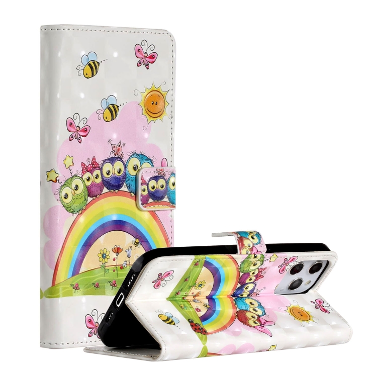 

For iPhone 12 Pro Max 3D Painted Pattern Horizontal Flip Leather Case with Holder & Card Slots & Photo Frame & Wallet(Rainbow Cat Family)
