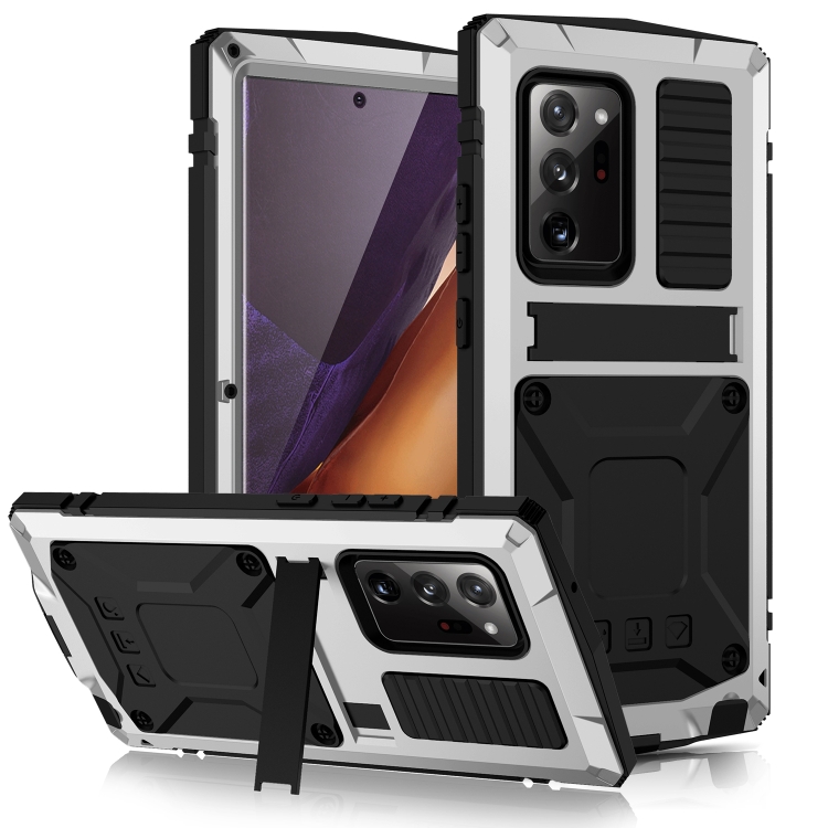 

For Samsung Galaxy Note 20 R-JUST Shockproof Waterproof Dust-proof Metal + Silicone Protective Case with Holder(Silver)