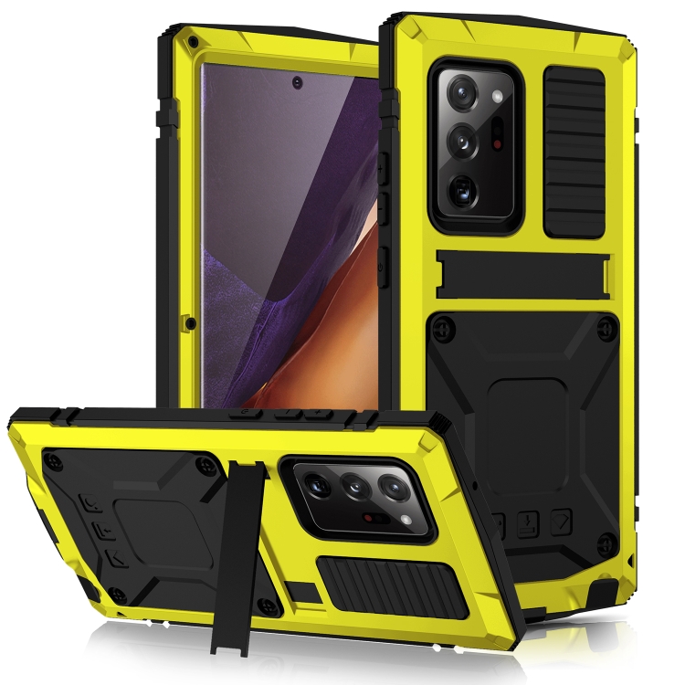 

For Samsung Galaxy Note 20 Ultra R-JUST Shockproof Waterproof Dust-proof Metal + Silicone Protective Case with Holder(Yellow)