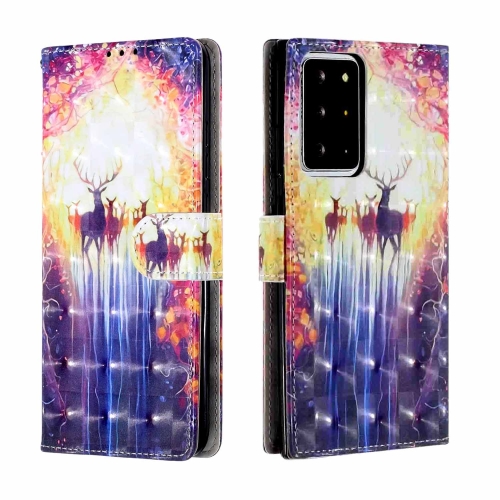 

For Samsung Galaxy Note20 Ultra 3D Painting Horizontal Flip Leather Case with Holder & Card Slot & Wallet & Hand Strap(Deers)