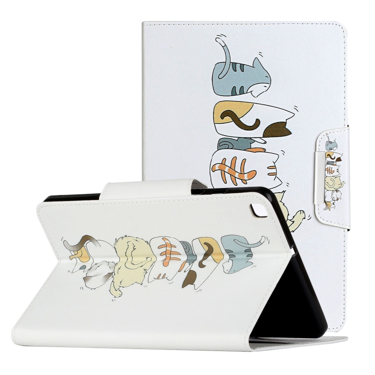 

For Samsung Galaxy Tab A 8.0 (2019) / T290 Painted Pattern Horizontal Flip Leather Case with Holder(Cat Back View)
