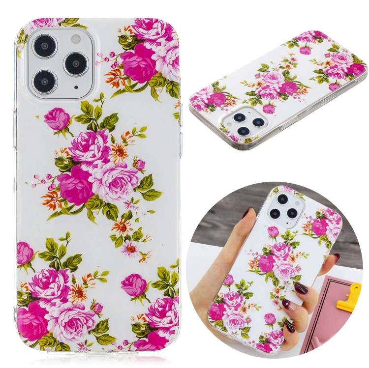 

For iPhone 12 Pro Max Luminous TPU Soft Protective Case(Rose Flower)