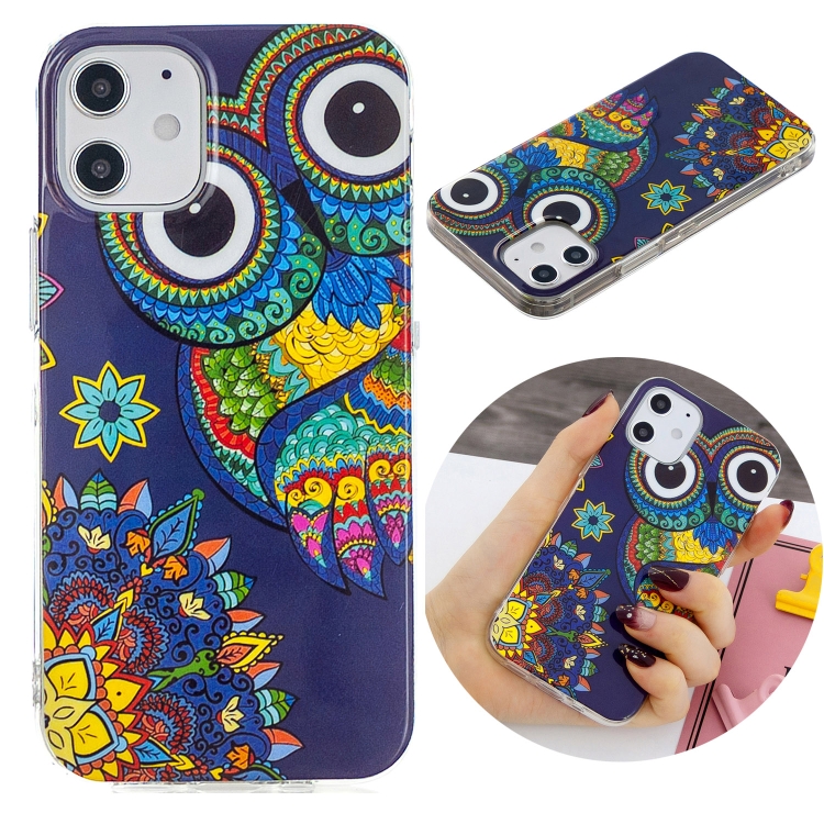 

For iPhone 12 mini Luminous TPU Soft Protective Case(Blue Owl)