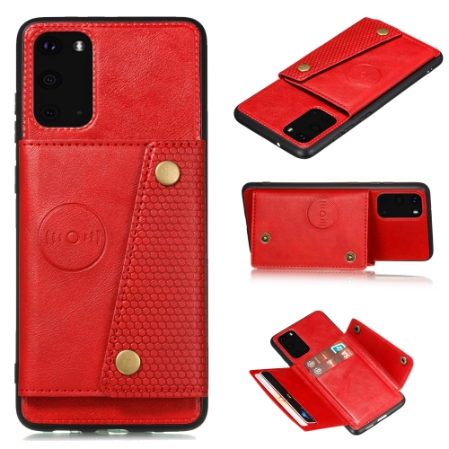 

For Samsung Galaxy Note 20 Ultra Double Buckle PU + TPU Shockproof Magnetic Protective Case with Card Slot & Holder(Red)