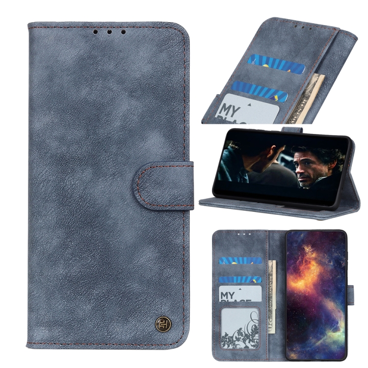 

For Wiko View 4 / View 4 Lite Antelope Texture Magnetic Buckle Horizontal Flip PU Leather Case with Card Slots & Wallet & Holder(Blue)
