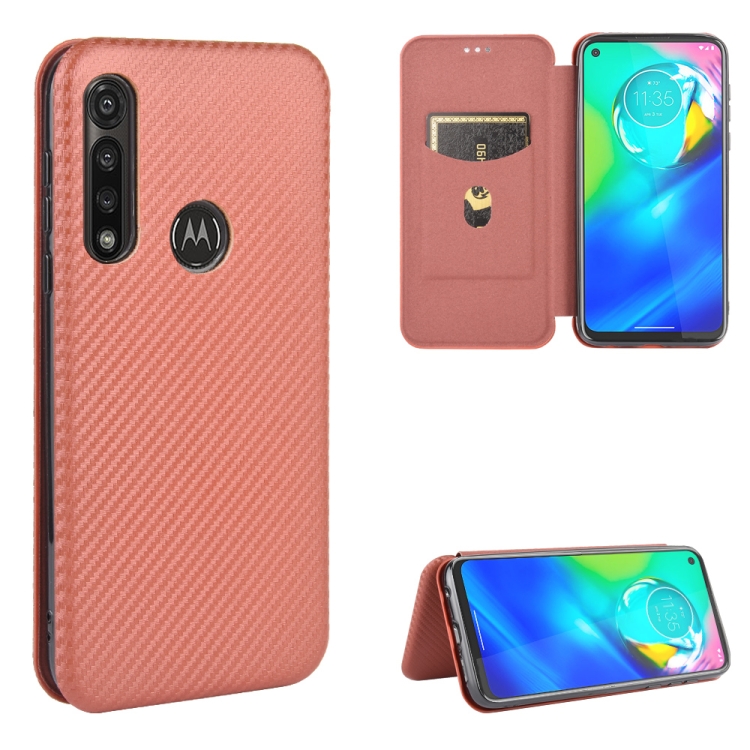 

For Motorola Moto G Power Carbon Fiber Texture Magnetic Horizontal Flip TPU + PC + PU Leather Case with Rope & Card Slot(Brown)